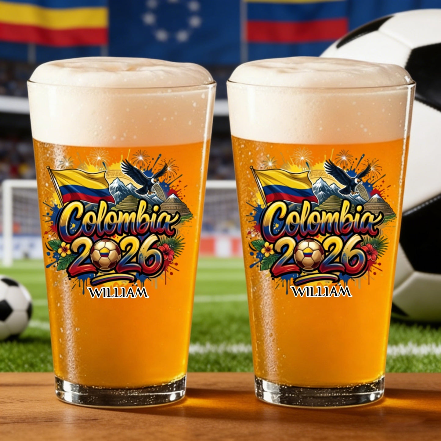 Personalized 2026 Soccer Beer Glass - Custom Name & Icon | Gift For Soccer Fans