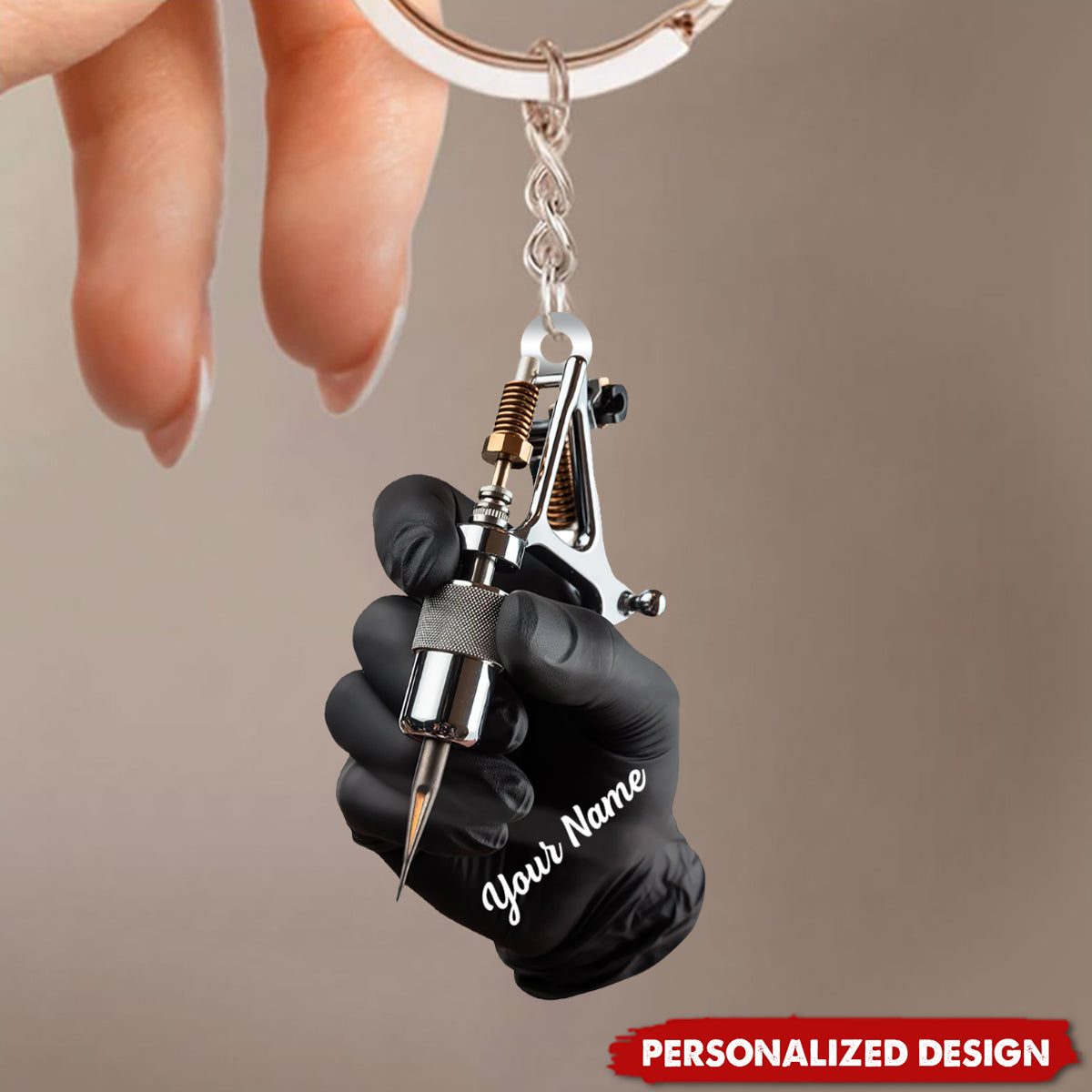 Personalized Tattoo Machine Christmas Keychain - Tattoo Artist Gift