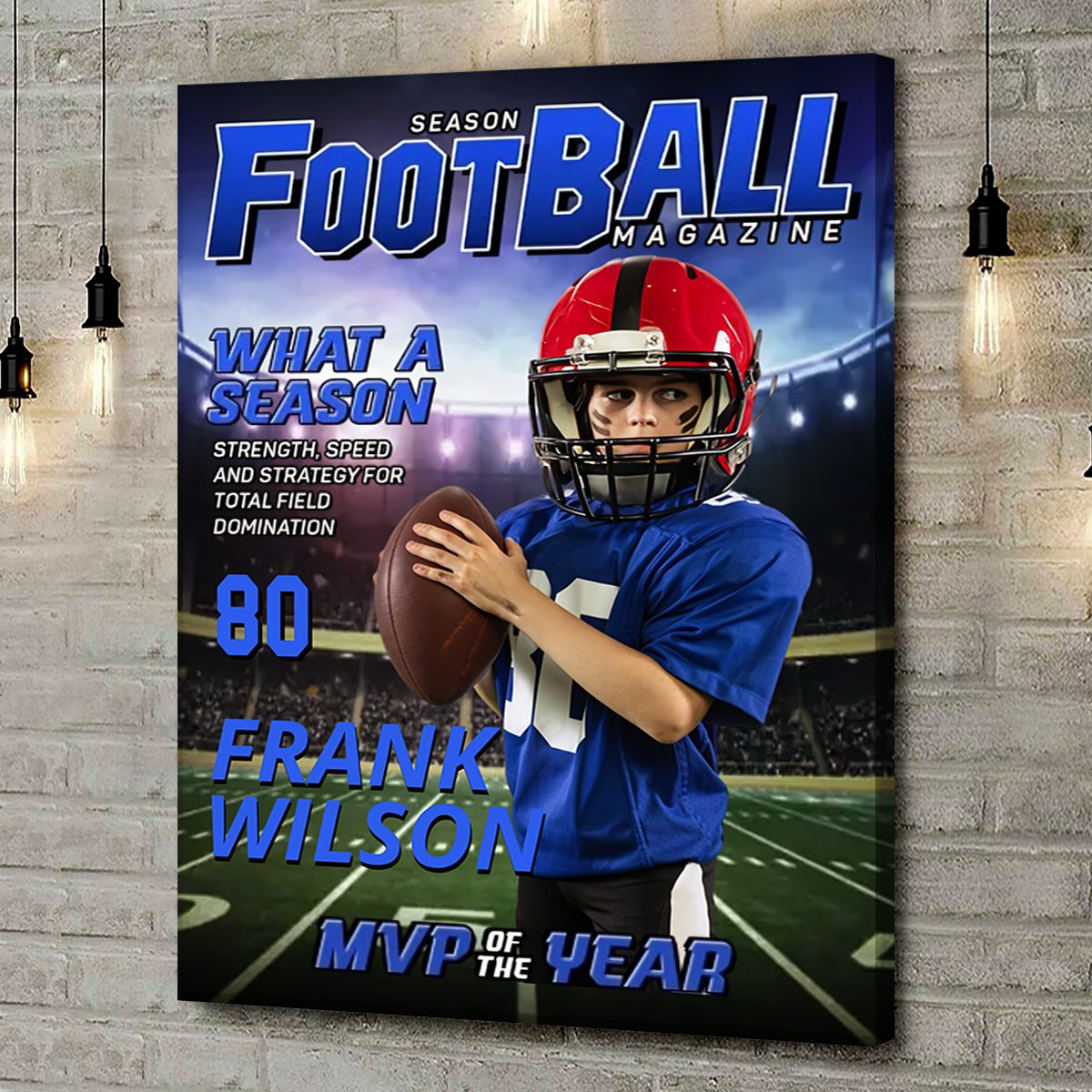 Personalized American Football Magazine Cover Poster / Canvas - Custom Photo Gift for Fans