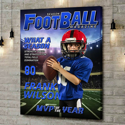 Personalized American Football Magazine Cover Poster / Canvas - Custom Photo Gift for Fans