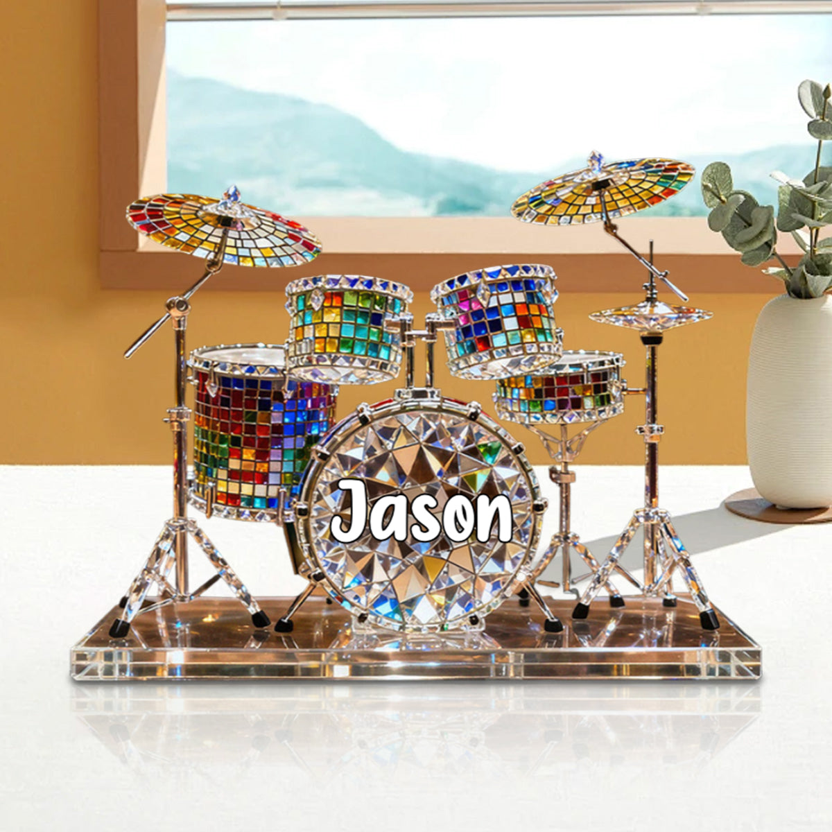 Custom Name Drum Set Acrylic Plaque -  Personalized Gift for Drummers