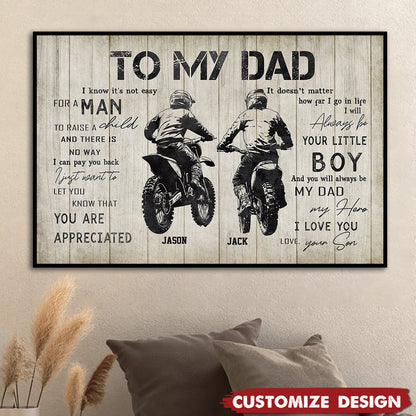 Personalized Motocross Dad Son Poster / Canvas - Custom Birthday & Father’s Day Gift