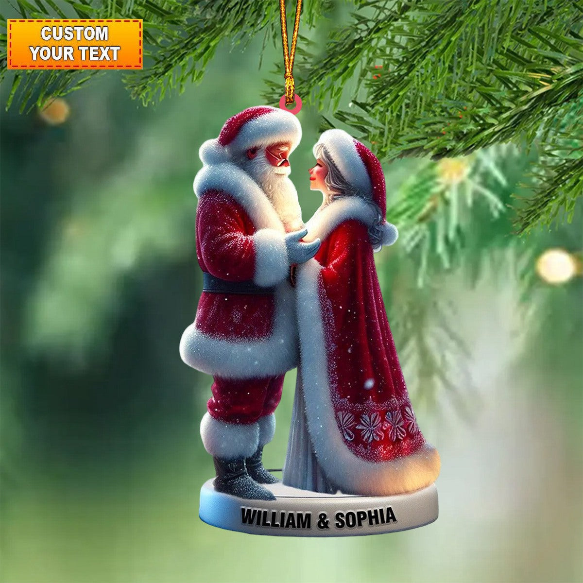 Personalized Santa and Mrs Claus Acrylic Ornament - Custom Couple’s Christmas Gift