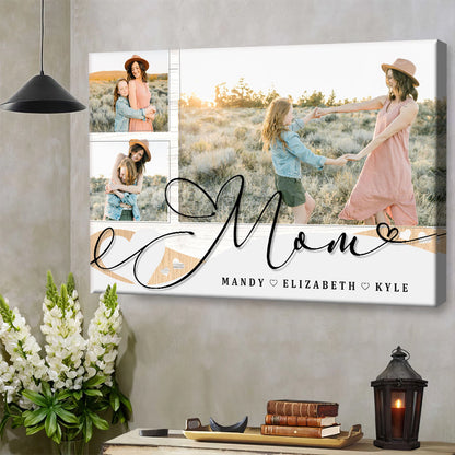 Custom Photo - Love You Mom - Personalized Customized Canvas - Gift Mom Mother's Day Gift