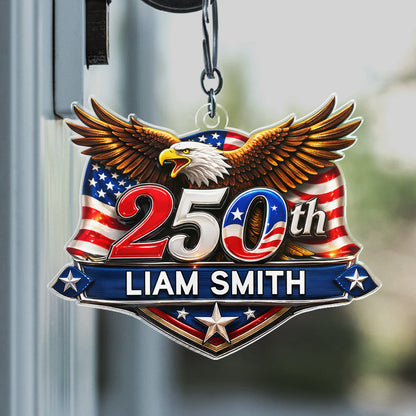 USA 250th Anniversary Eagle Acrylic Keychain - Patriotic Semiquincentennial Gift