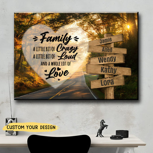 Personalized “Autumn Road” Heart Poster / Canvas - Custom Wall Decor with Family Names
