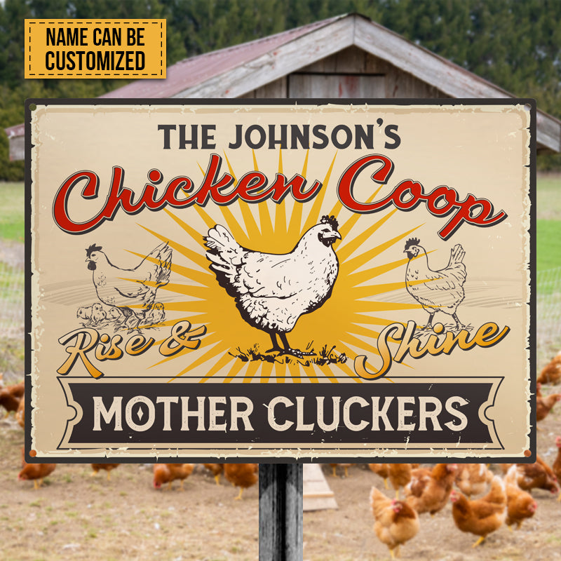 Personalized Rise And Shine Farm Chicken Coop - Custom Metal Sign