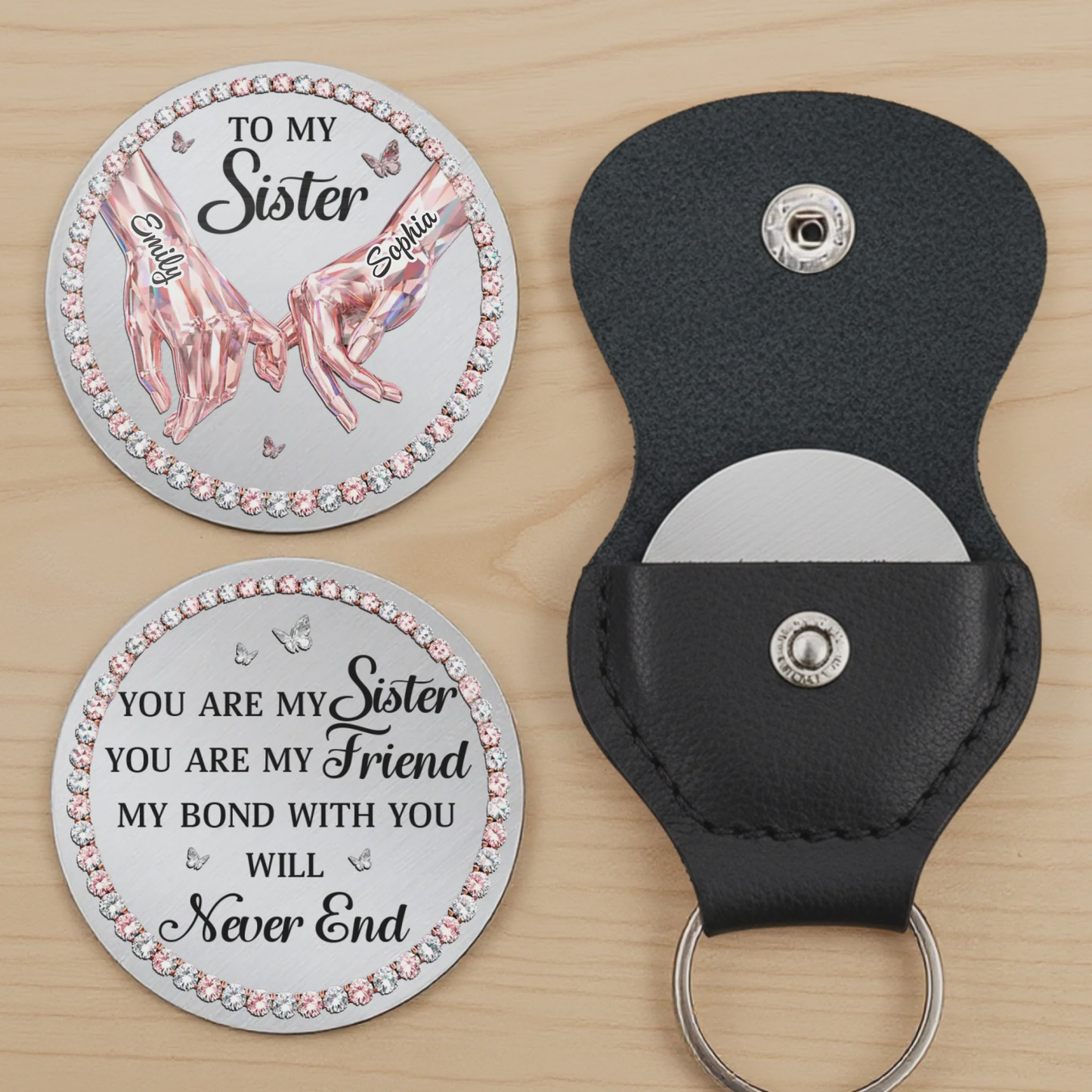 “Sisters Always Stand Together” - Personalized Pocket Hug - Custom Gift for Sister