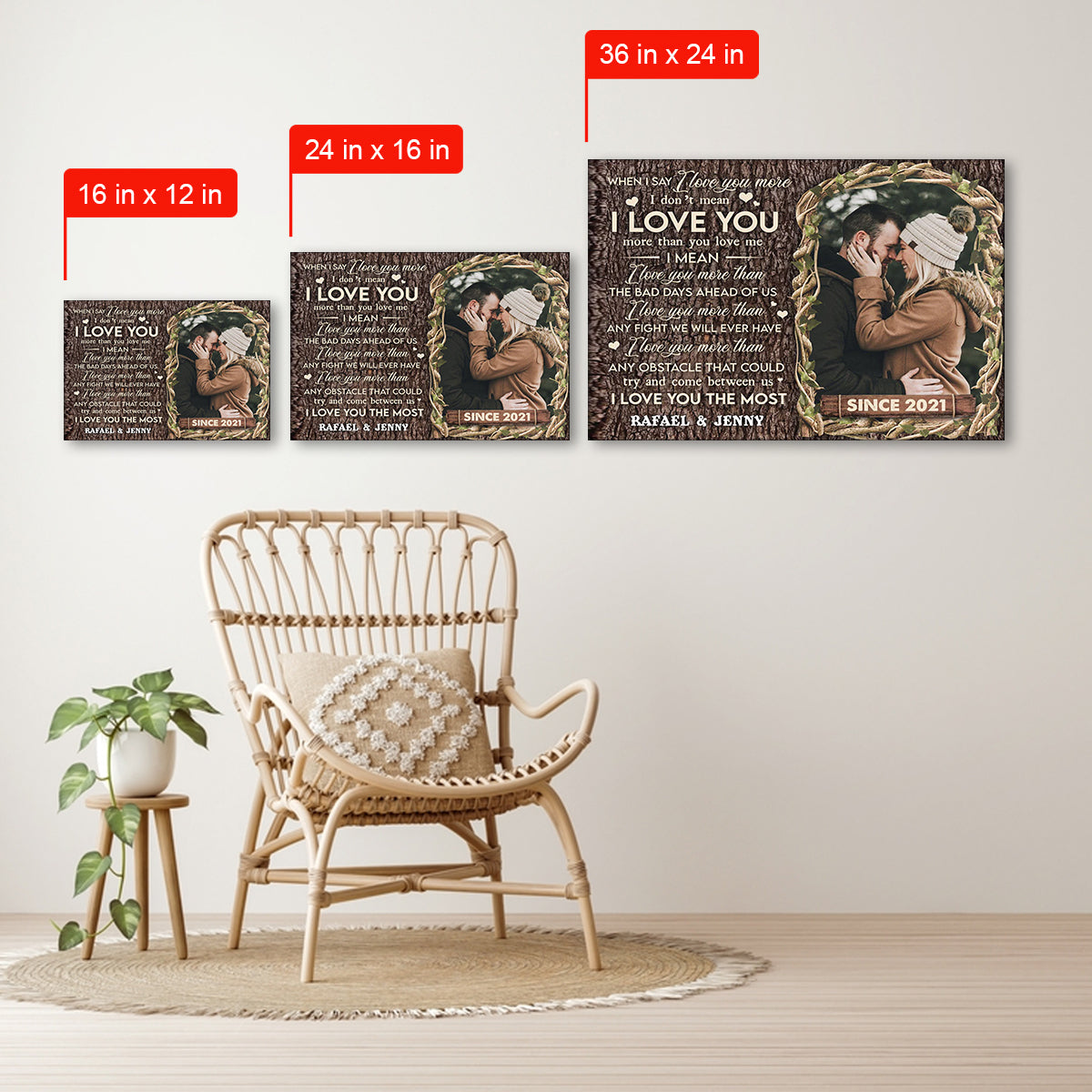 When I Say I Love You More - Personalized Couples Canvas / Poster