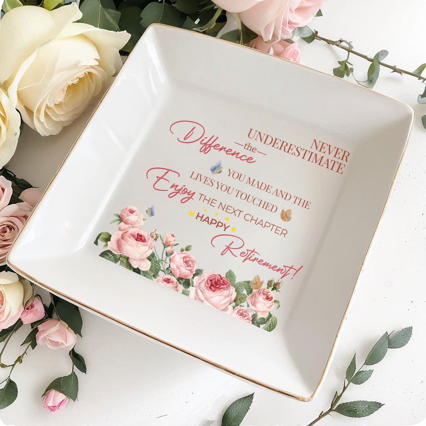 HAPPY RETIREMENT - Personalized Custom Jewelry Dish