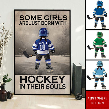 Some Boys Girls Are Just Born With Hockey - Personalized Hockey Kid Poster / Canvas - Gift For Hockey Lovers