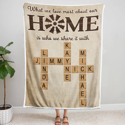 Home Is Who We Share Love With - Personalized Custom Family Customized Crossword Blanket
