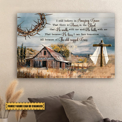 Personalized 'Amazing Grace' Canvas - Rustic Family Faith Home Art