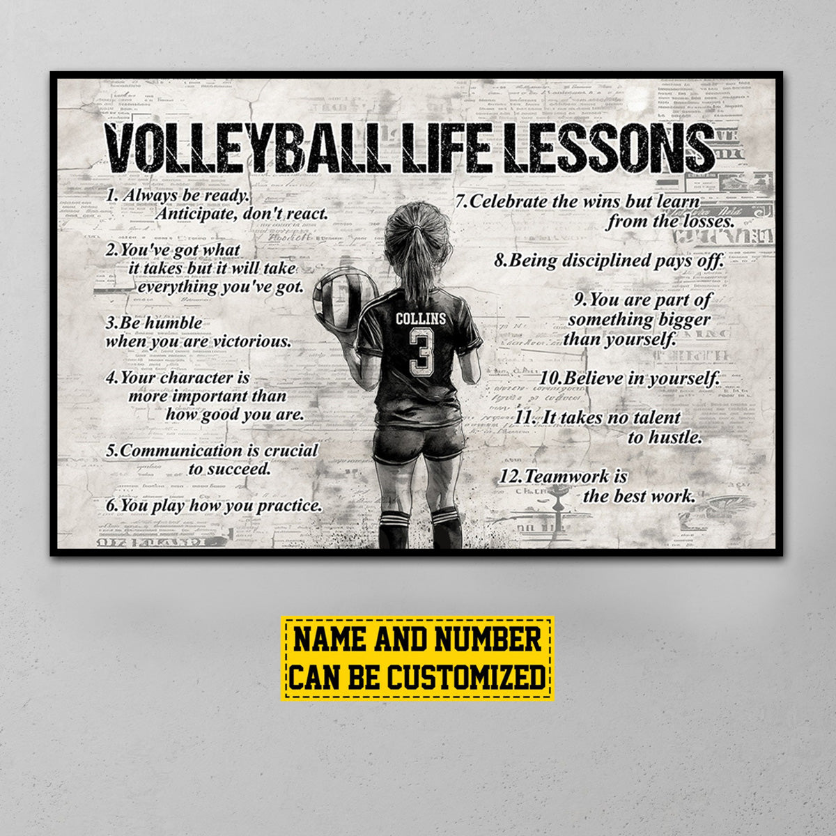 Personalized Volleyball Life Lessons Canvas / Poster - Gift for Girls & Volleyball Lovers