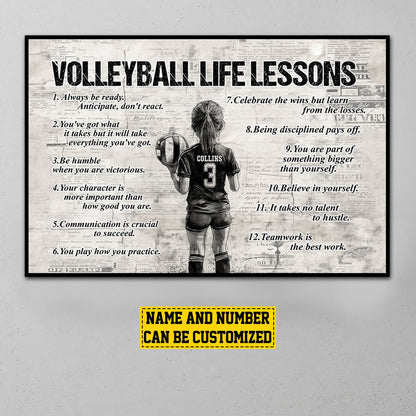 Personalized Volleyball Life Lessons Canvas / Poster - Gift for Girls & Volleyball Lovers