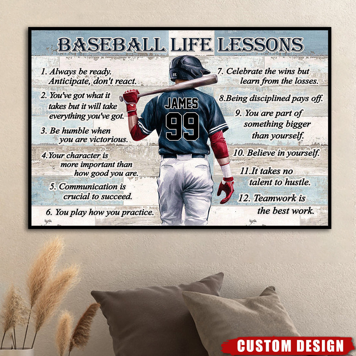 Personalized Baseball Life Lessons Poster / Canvas - Custom Gift For Baseball Lover