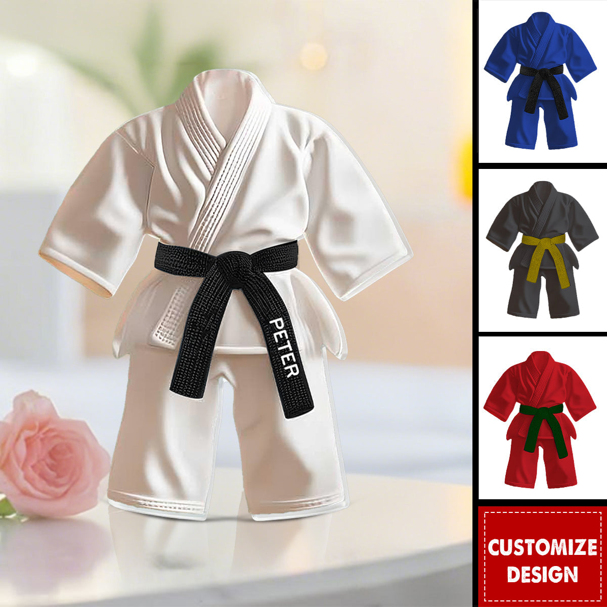 Personalized Black Belt Acrylic Plaque - Custom Jiu-Jitsu & Karate Gift