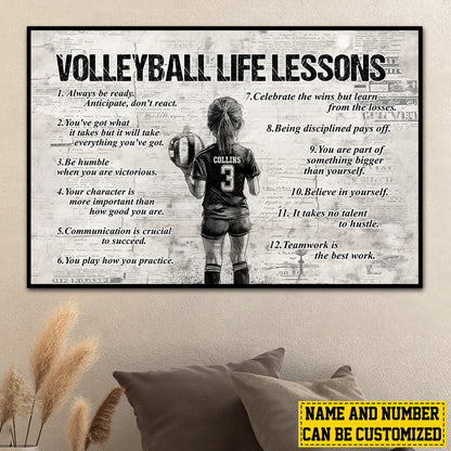 Personalized Volleyball Life Lessons Canvas / Poster - Gift for Girls & Volleyball Lovers