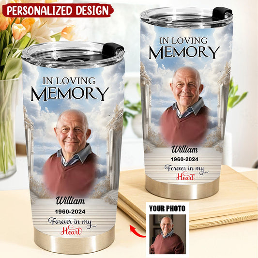 “A Big Piece Of My Heart Lives In Heaven” Personalized Tumbler - Custom Photo In Loving Memory Memorial Gift