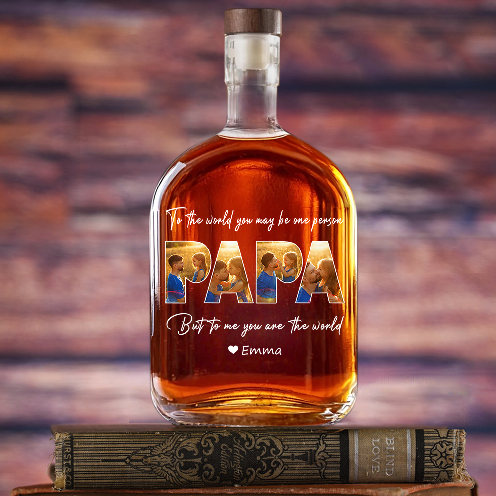 Happy Father’s Day - Custom Family Photo Whiskey Bottle