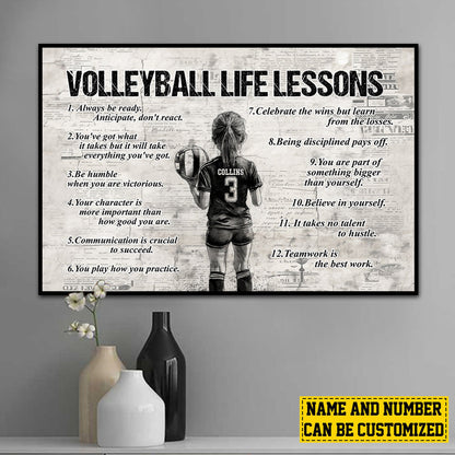Personalized Volleyball Life Lessons Canvas / Poster - Gift for Girls & Volleyball Lovers