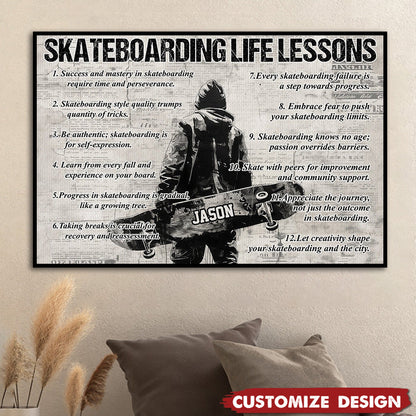 Personalized Skateboarding Life Lessons Poster / Canvas - Gift For Skateboarding Lovers