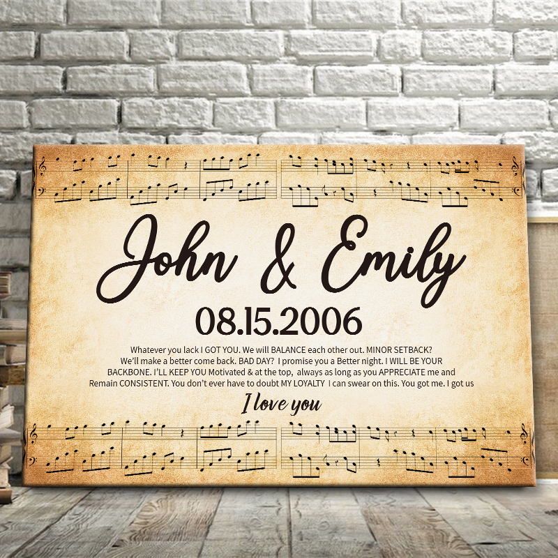 Personalized 'Whatever You Lack I Got You' Music Canvas for Couples