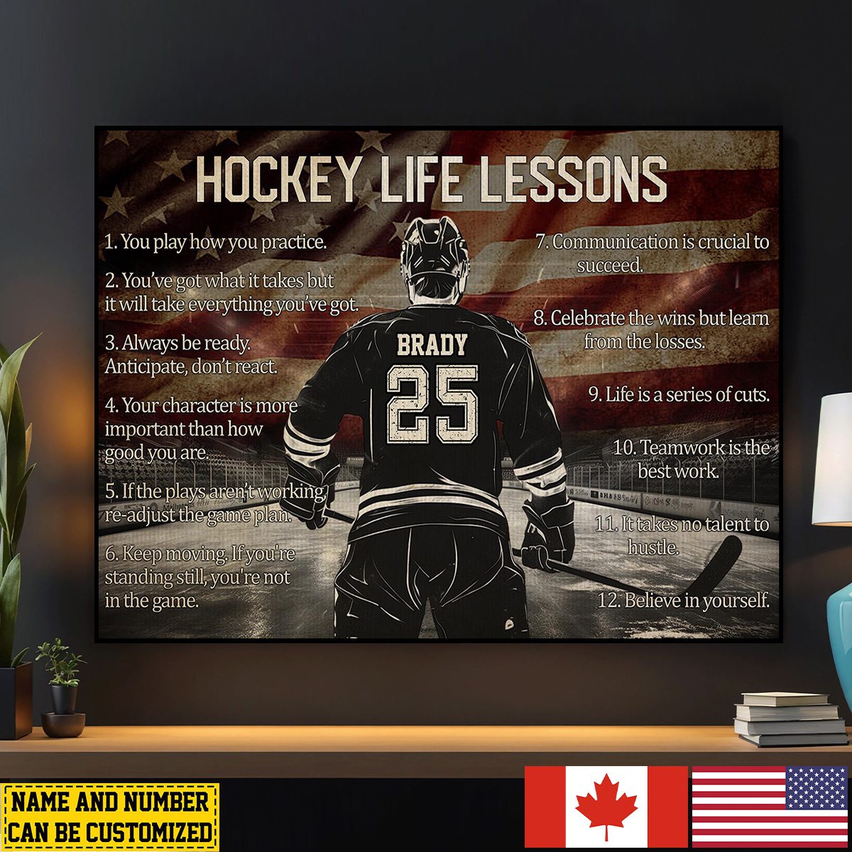Personalized American Hockey Life Lessons Poster / Canvas - Gift for Hockey Lovers