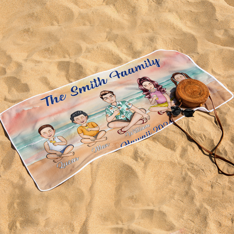 Personalized 'The [Your Name] Family' Beach Towel - Custom Vacation Keepsake