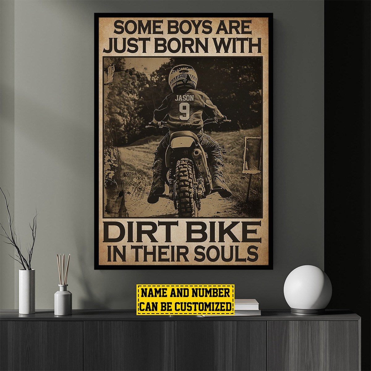 Some Boys Are Just Born With Dirt Bikes In Their Souls - Personalized Motocross Poster / Canvas Gift
