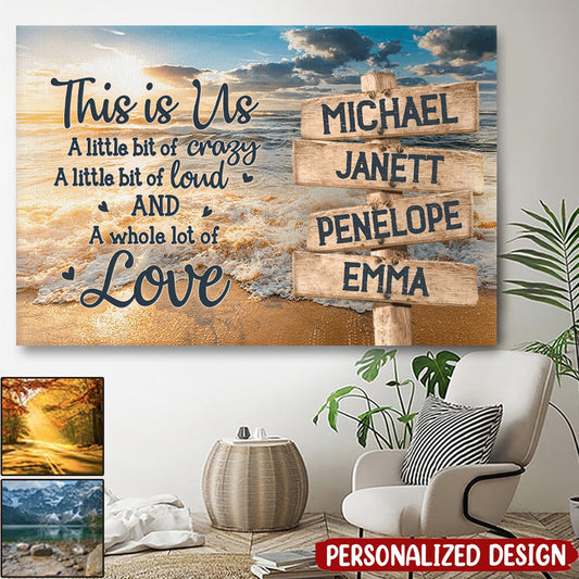 This Is Us A Whole Lot Of Love - Personalized Family Horizontal Canvas / Poster