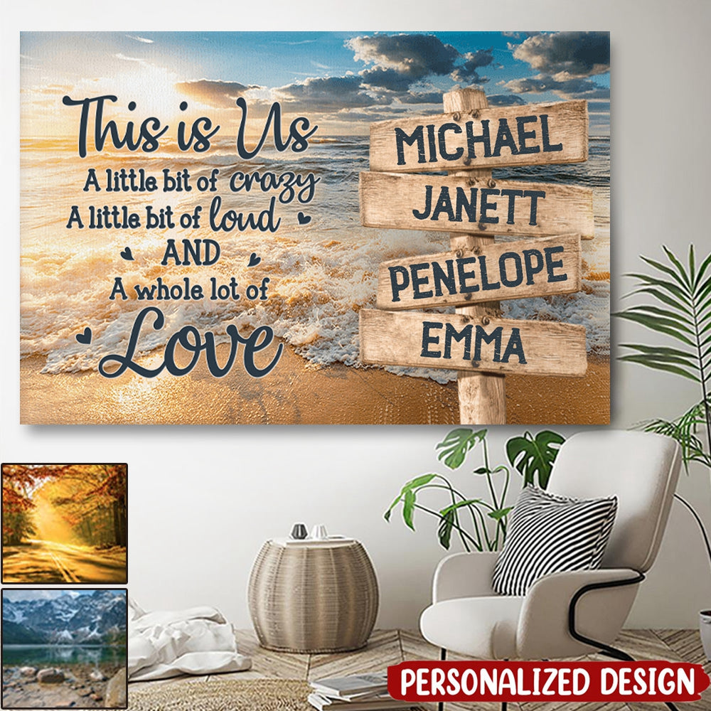 This Is Us A Whole Lot Of Love - Personalized Family Horizontal Canvas / Poster