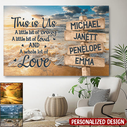 This Is Us A Whole Lot Of Love - Personalized Family Horizontal Canvas / Poster