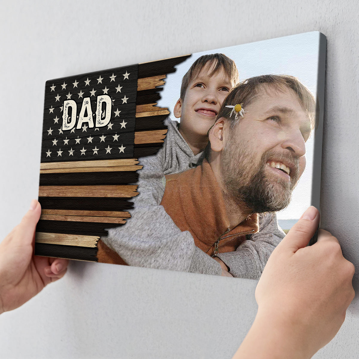 Canvas / Poster material and size view - Custom Photo American Flag Canvas