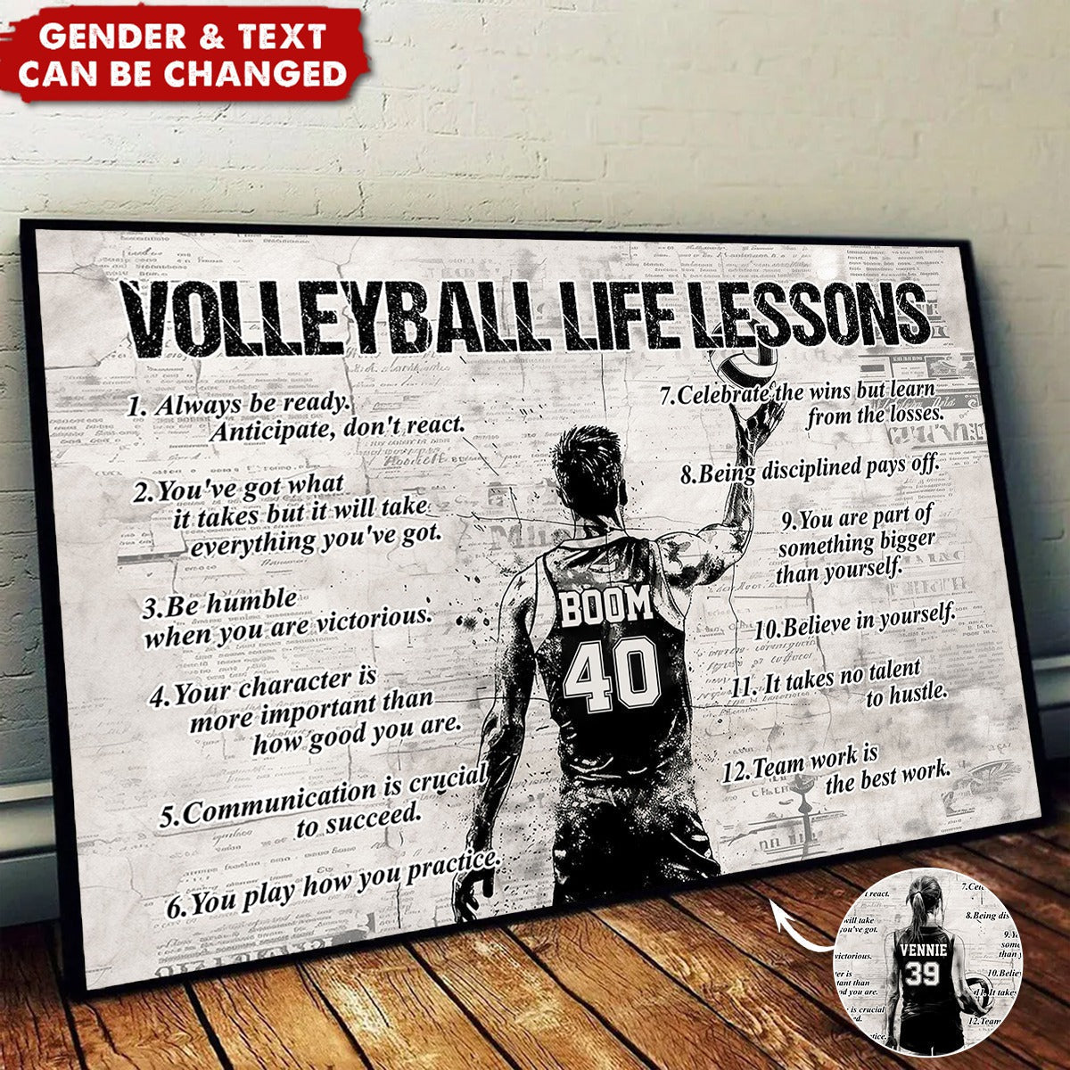 Volleyball Life Lessons - Personalized Custom Poster / Canvas