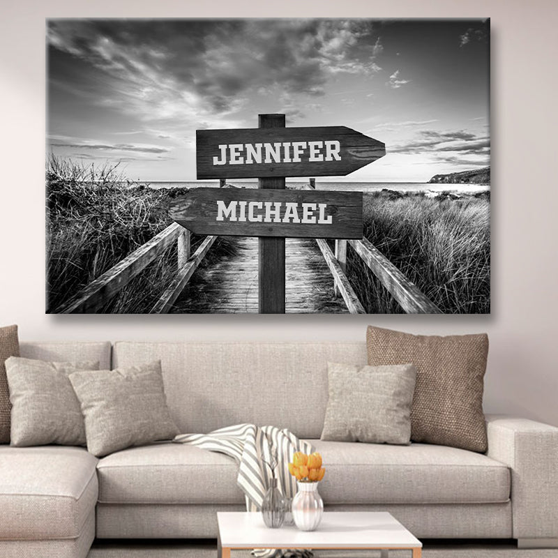 Our Names Are Recorded Next To The Ocean - Personalized Custom Canvas / Poster Wall Art