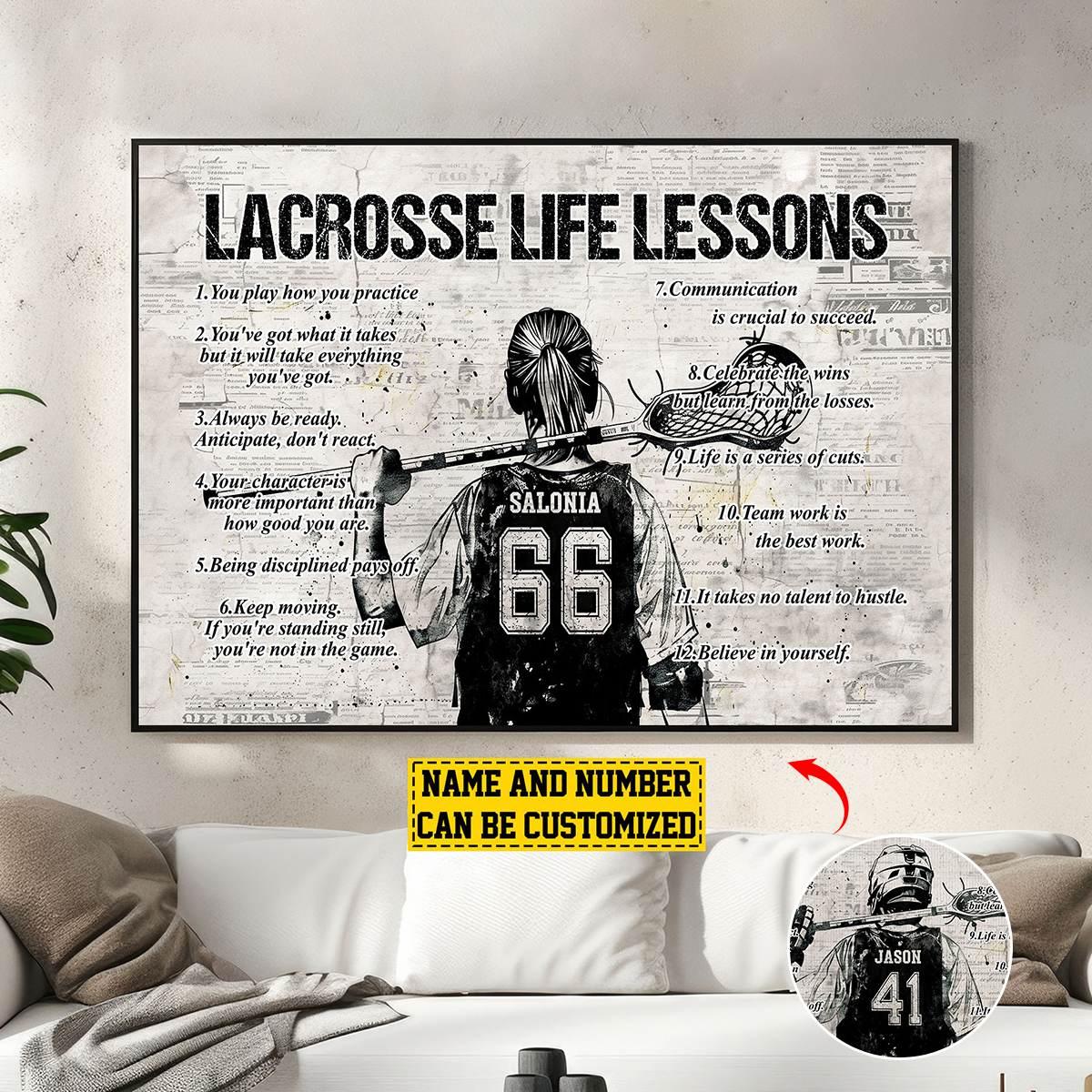 Personalized Lacrosse Life Lessons Poster / Canvas - Custom Gift For Lacrosse Lovers