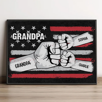 Personalized Fist Bump Nation Flag Poster / Canvas - Father’s Day Gift for Dad & Grandpa
