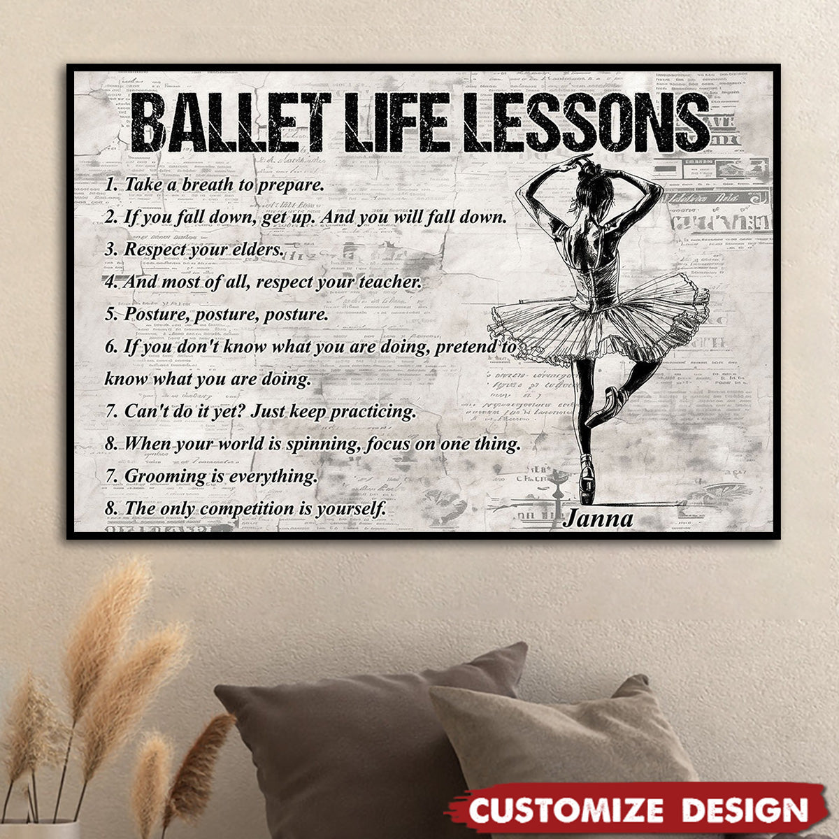 Personalized Ballet Life Lessons Poster / Canvas - Custom Gift For Ballet Lovers