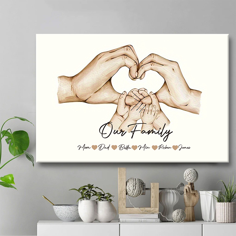 Parents Hands - Personalized Custom Family Name Canvas / Poster