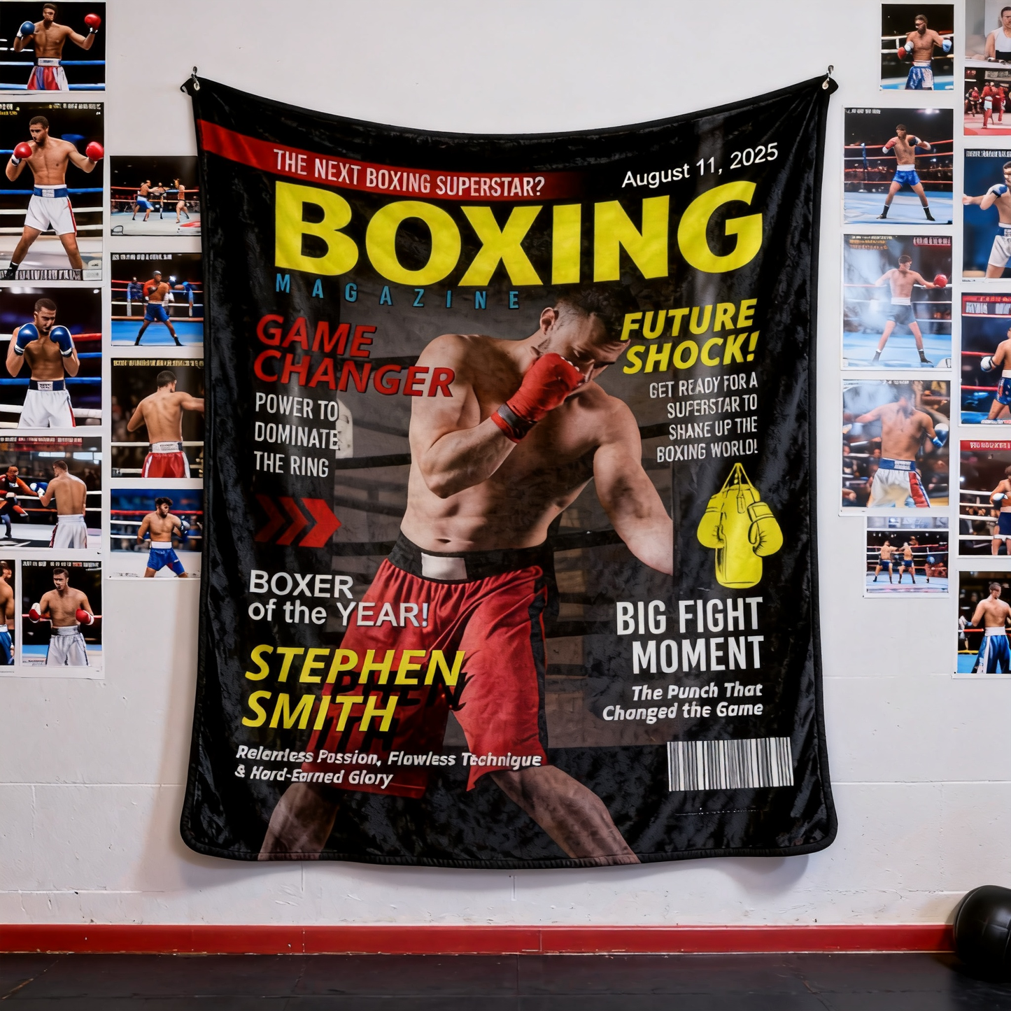 Personalized Boxing Magazine Cover Blanket - Custom Gift for Boxer, Coach & Fans