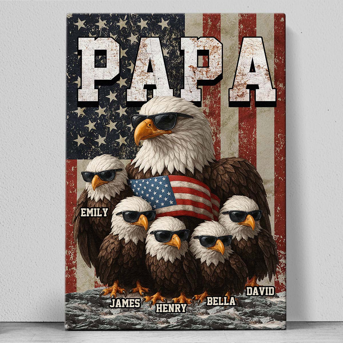 “The Eagle Gang” American Patriotic Canvas / Poster - Personalized Gift for Dad