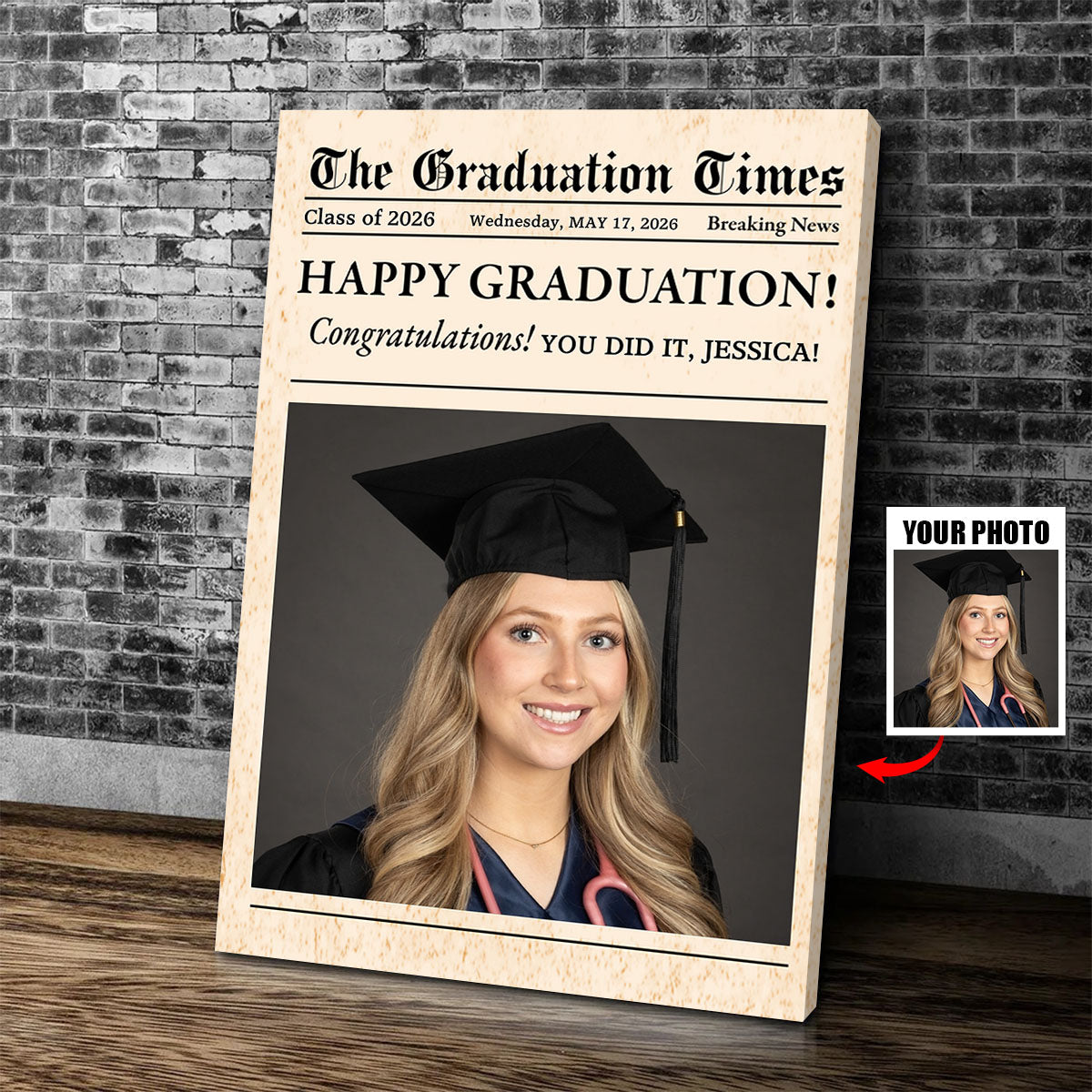 The Graduation Times - Personalized Canvas / Poster for Him or Her