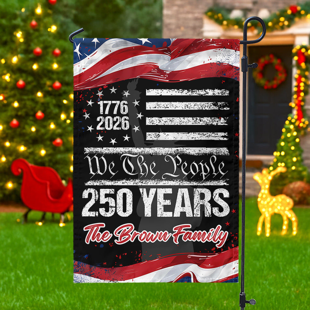 Custom 250th America flag featuring a majestic eagle and personalized family name for patriotic yard decor image 6