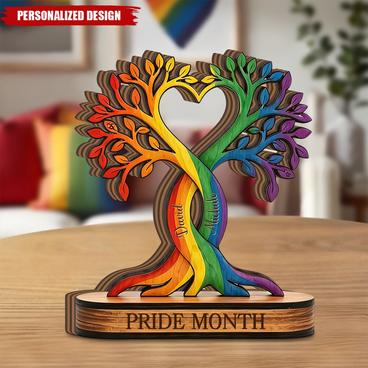 Custom Lgbtq Tree Of Life Plaque personalization view for Couples