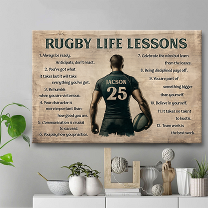 “Rugby Life Lessons” - Personalized Custom Photo Canvas / Poster