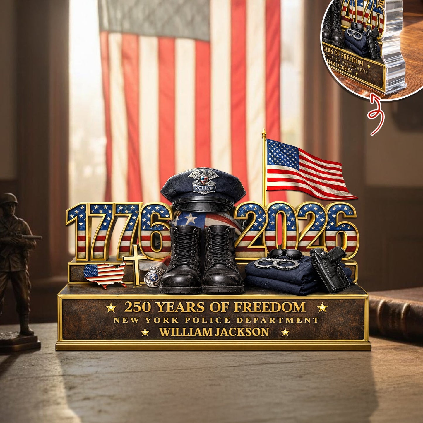 Personalized Acrylic Block Plaque - 250 Years Of Freedom 1776–2026