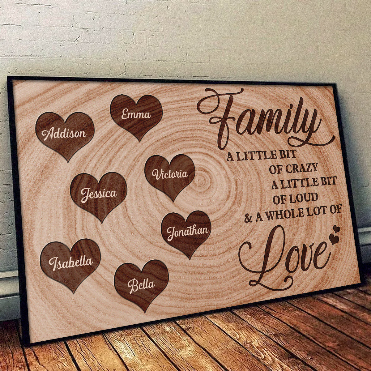 Personalized Family Canvas: 'A Little Bit Of Crazy, A Whole Lot Of Love' Custom Names Home Decor
