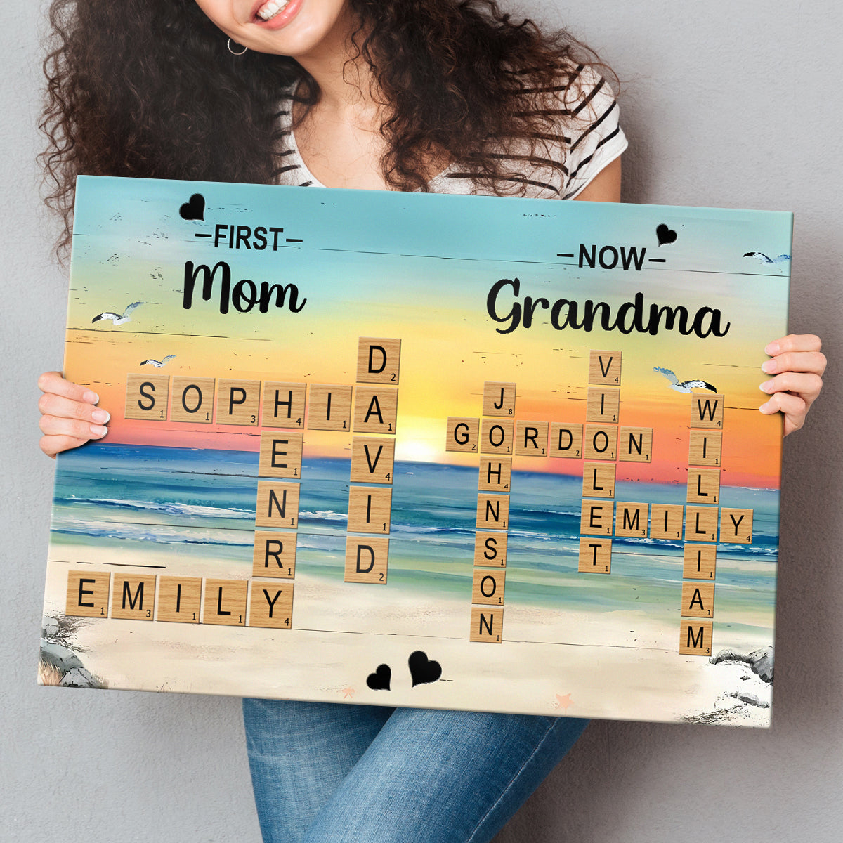 Personalized Customized Crossword Family Name Canvas / Poster - Custom Gift For Family Members