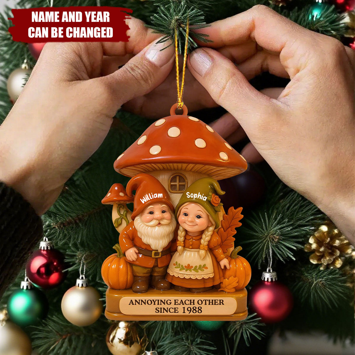 "Annoying Each Other Since" Personalized Couple Wooden Ornament - Custom Gift for Wife and Husband
